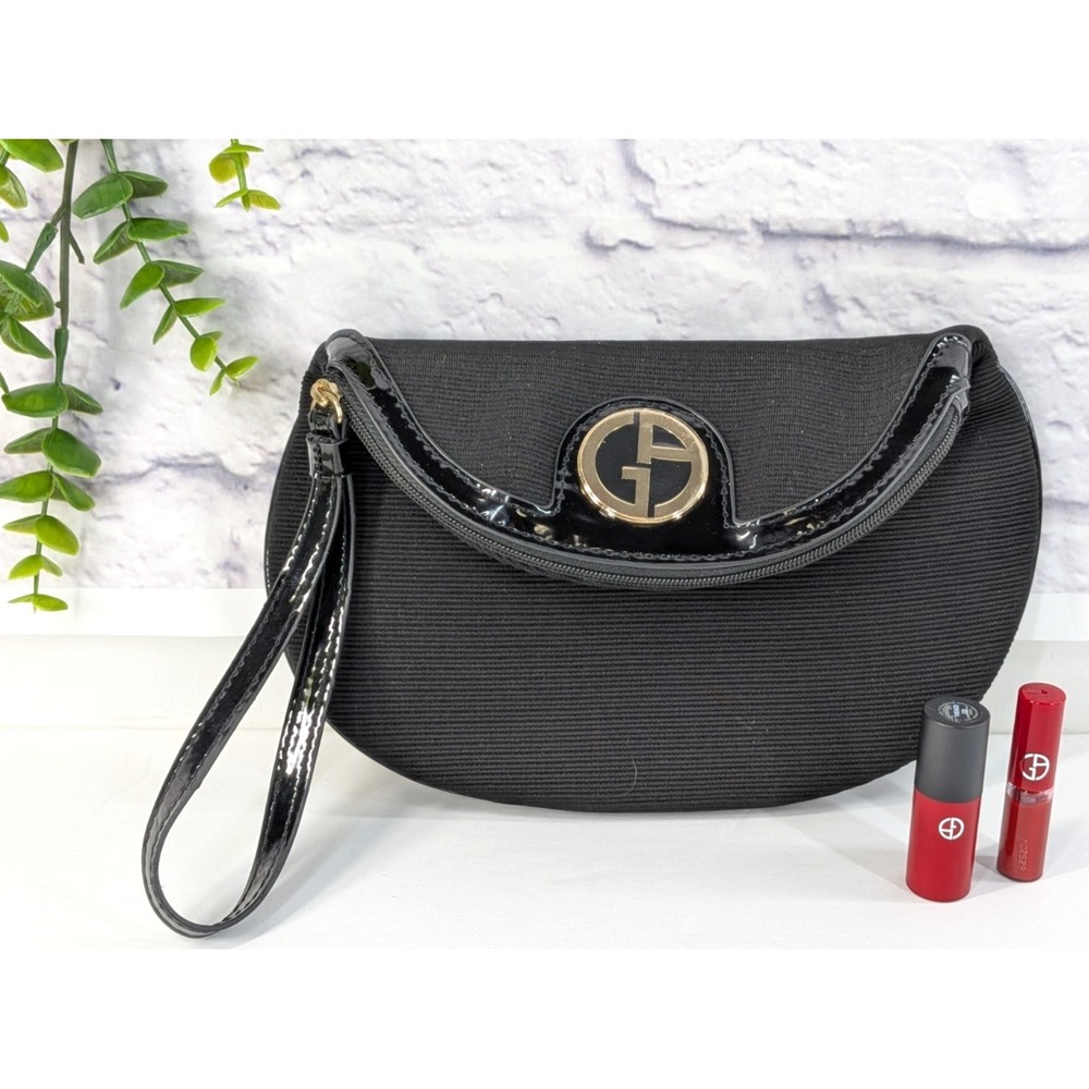 LOT 3!🖤GIORGIO Armani Beauty Clutch Mini Purse Black Gold Lipstick Maestro 400